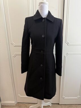 Vintage J Crew Lady Day Wool Coat Floral Lined Button Classic Black